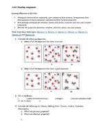 Chemistry 1 - Unit 2 - Elements & Compounds - Reading Assignment Questions
